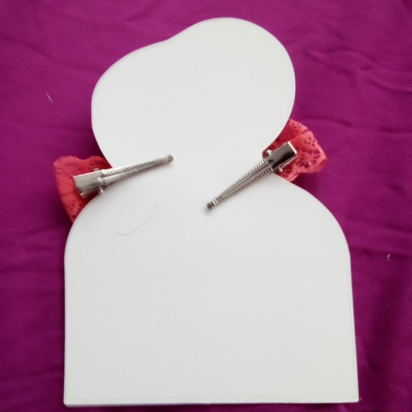 Pink Bow Hair Clips for Kids Salmon Color - Picture 2 of 2